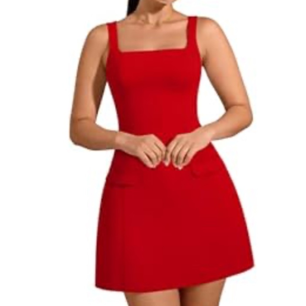 Square Neck Sleeveless A-Line Tank Top Mini Dress